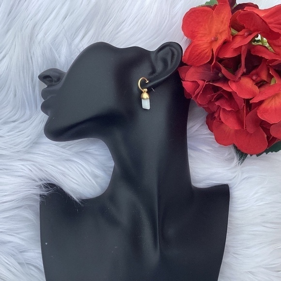 Madewell Jewelry - NWT Madewell Stone Collection White Jade GoldTone Pierced Earrings